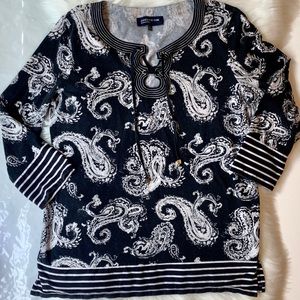 Jones New York Signature Cotton Paisley Top Medium